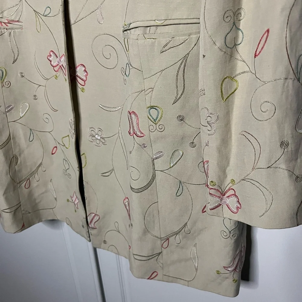 Grace Dane Lewis silk-linen embroidered blazer